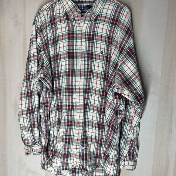 Ralph Lauren plaid long sleeve button front shirt red white blue green, size XL - Picture 5 of 11